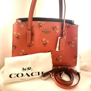 NWT - Coach Floral Print Leather CHARLIE Carryall